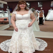SuZhou Vintage Plus Size Lace Applique Bridal Wedding Gowns for Fat Bride